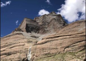 A view of Kailash Parvat from right underneath its base