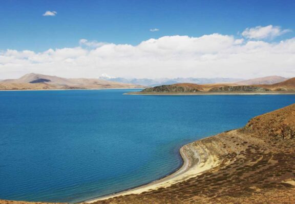 a view from the lake side of Mansarovar