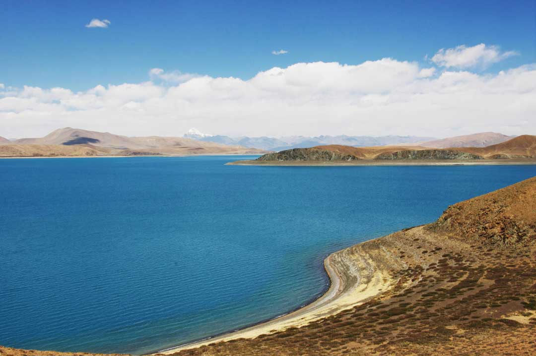 a view from the lake side of Mansarovar